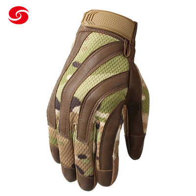                                  Camouflage Nylon Leather Protection Outdoor Gloves for Tactical             